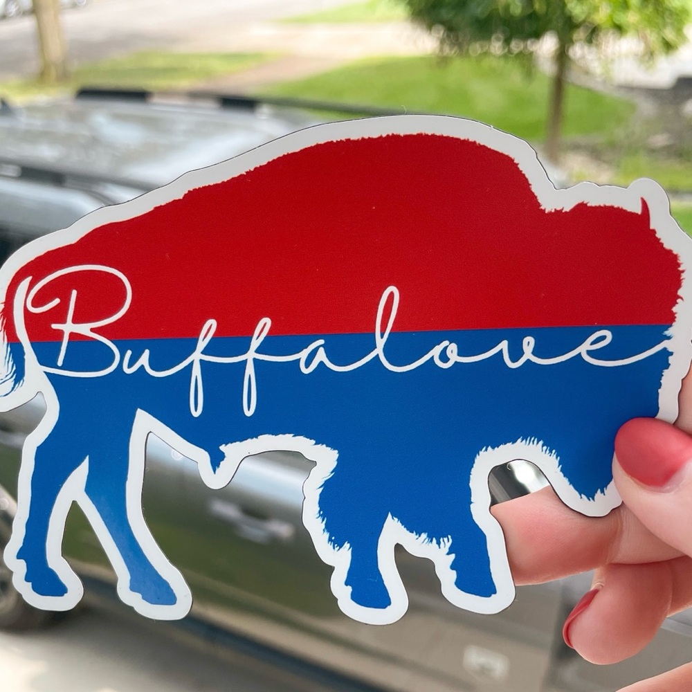 Large Red and Blue Buffalo Magnet 5 x 5 inches